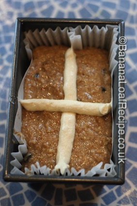 Hot Cross Easter Cake ready for the oven